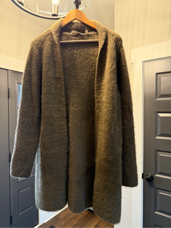 Soft Surroundings Sweaters - Soft Surroundings tan/brown Tone Plush Open-Front Teddy Coat